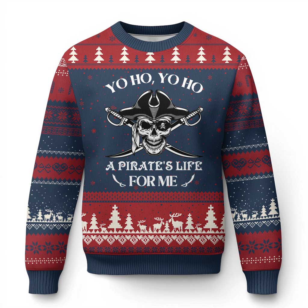 Funny Pirate Ugly Christmas Sweater Pirate Life For Me Pirate Skull Buccaneer Freebooter - Wonder Print Shop