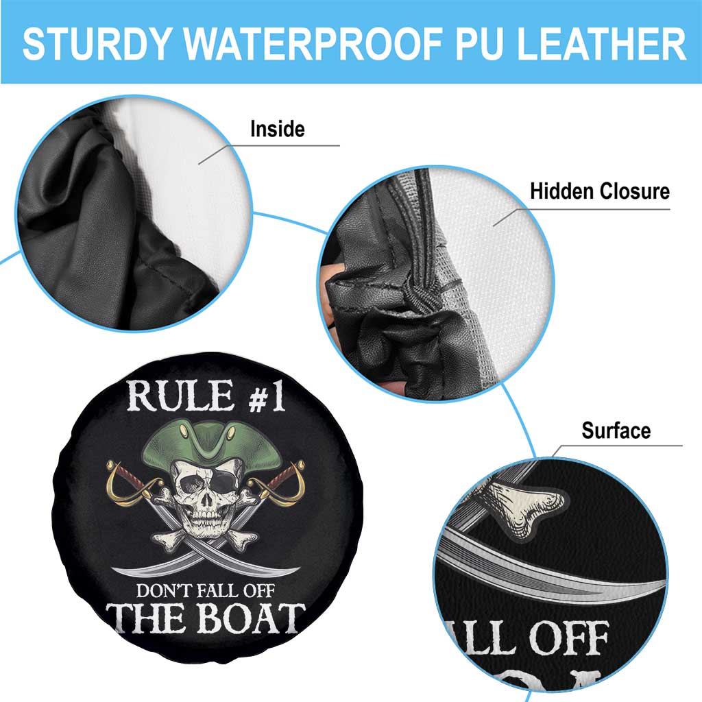 Funny Pirate Spare Tire Cover Rule #1 Don't Fall Off The Boat Cruise Party Gift