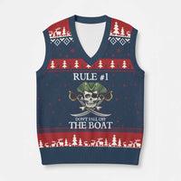 Funny Pirate V-Neck Knit Sweater Vest Rule #1 Don't Fall Off The Boat Cruise Party Gift - Wonder Print Shop