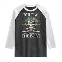 Funny Pirate Raglan Shirt Rule #1 Don't Fall Off The Boat Cruise Party Gift