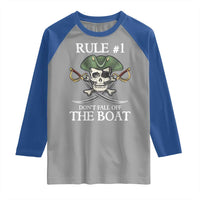 Funny Pirate Raglan Shirt Rule #1 Don't Fall Off The Boat Cruise Party Gift