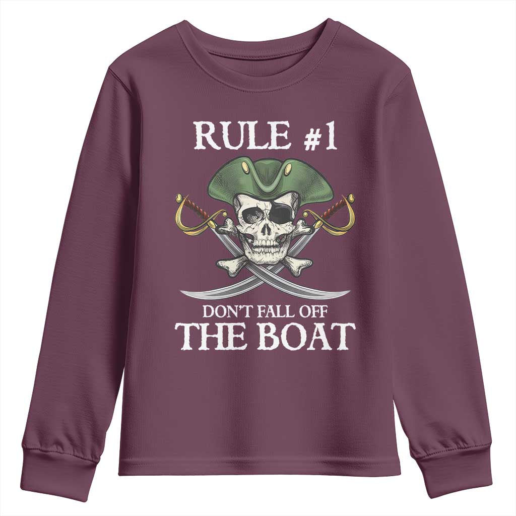 Funny Pirate Youth Sweatshirt Rule #1 Don't Fall Off The Boat Cruise Party Gift