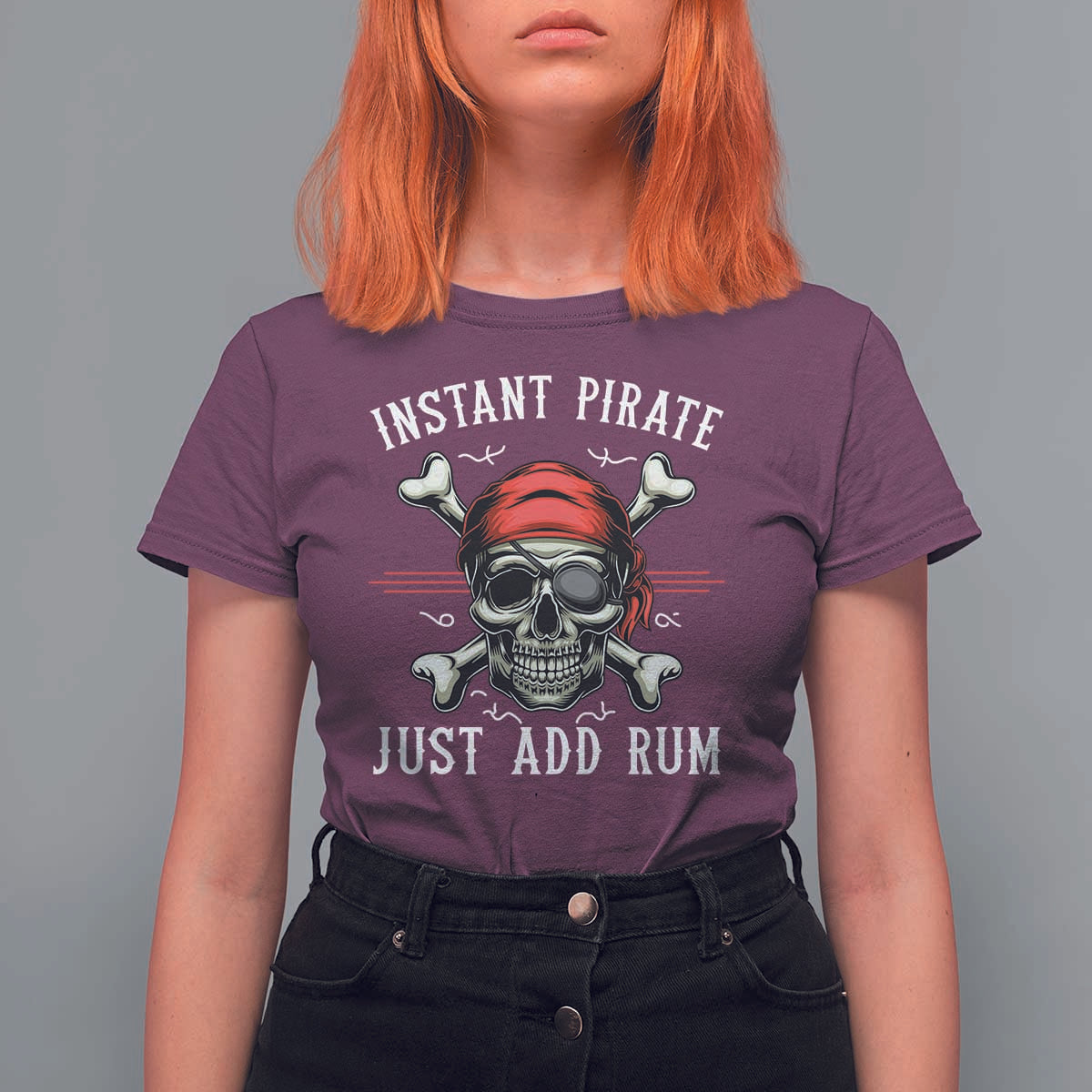 Funny Pirate Skull T Shirt For Women Instant Pirate Just Add Rum Funny Jolly Roger Crossbones