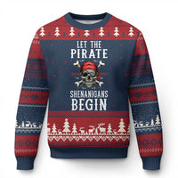 Let The Pirate Shenanigans Begin Ugly Christmas Sweater Pirate Skull - Wonder Print Shop