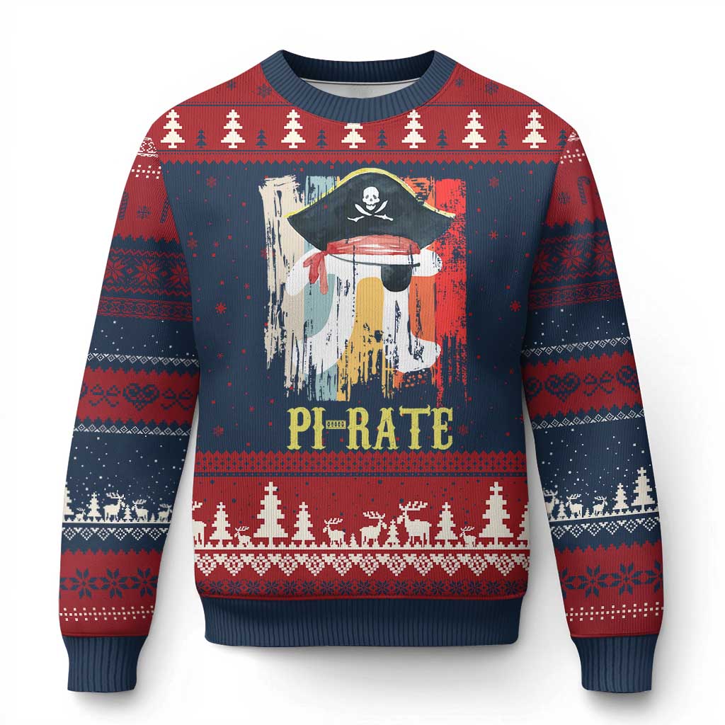 Funny Pi-rate Ugly Christmas Sweater Pi Day Math Geek Pirate Lover - Wonder Print Shop