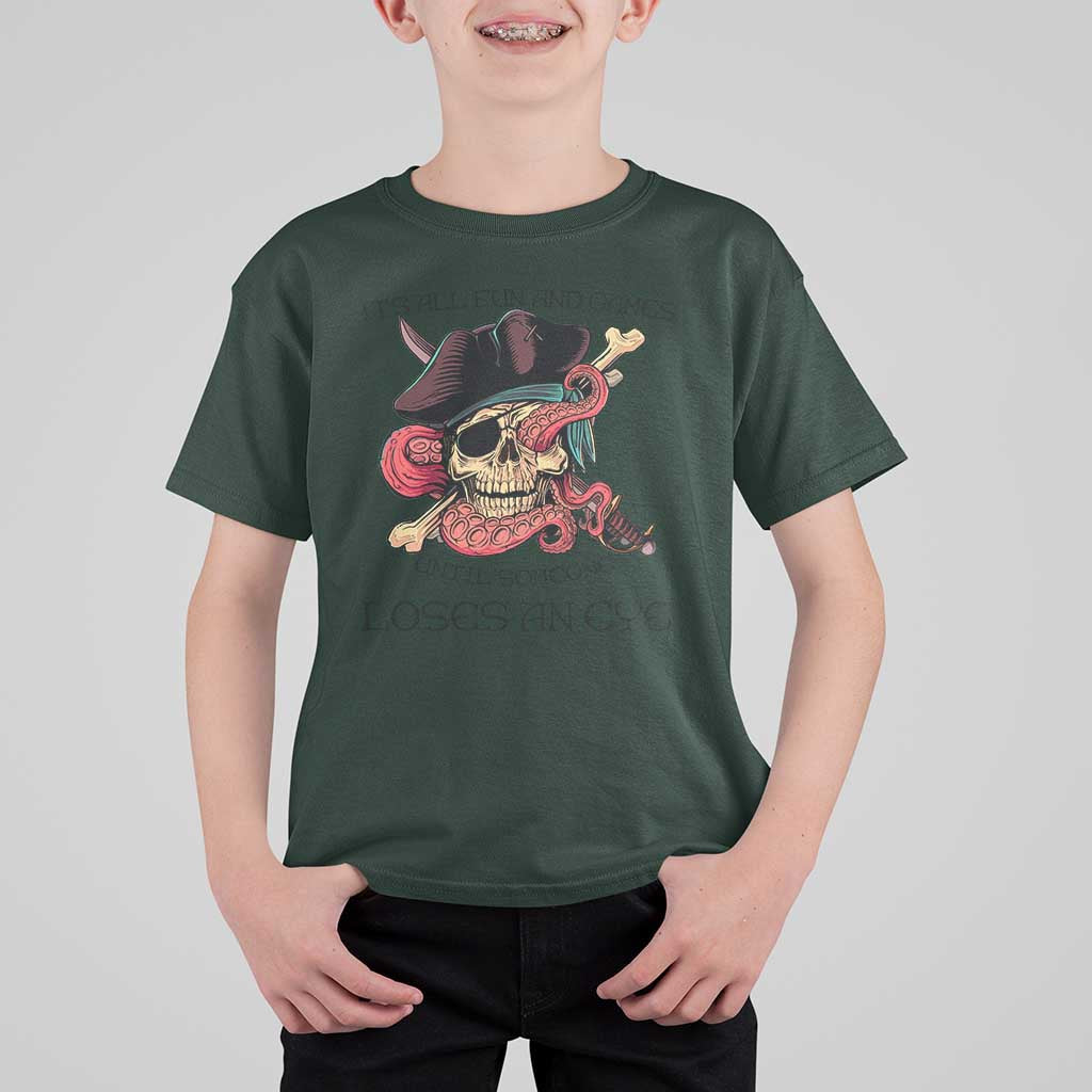 Funny Pirate T Shirt For Kid All Fun And Games Until Someone Loses An Eye
