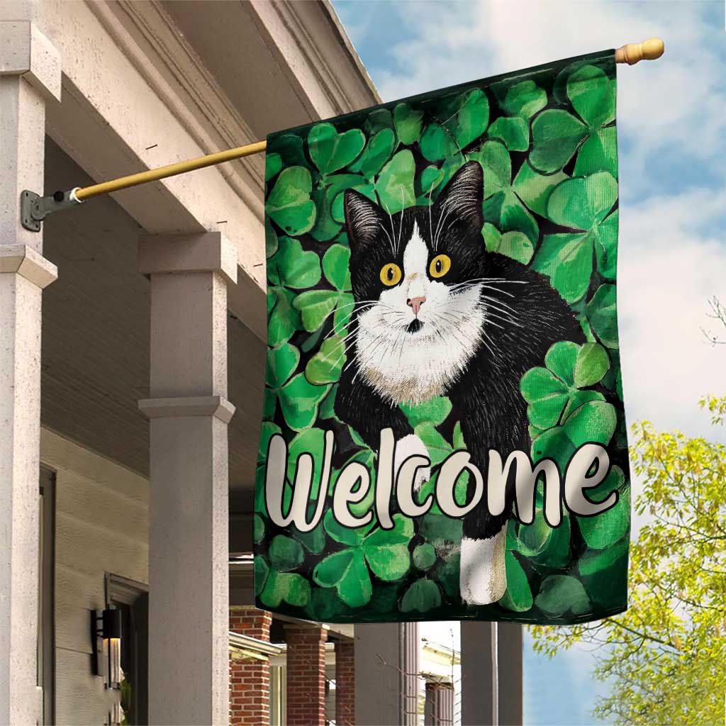 Happy St. Patrick's Day Cat Garden Flag Welcome Funny Catrick Green Lucky Shamrocks
