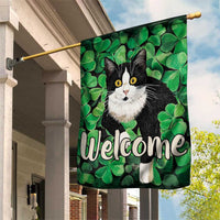 Happy St. Patrick's Day Cat Garden Flag Welcome Funny Catrick Green Lucky Shamrocks