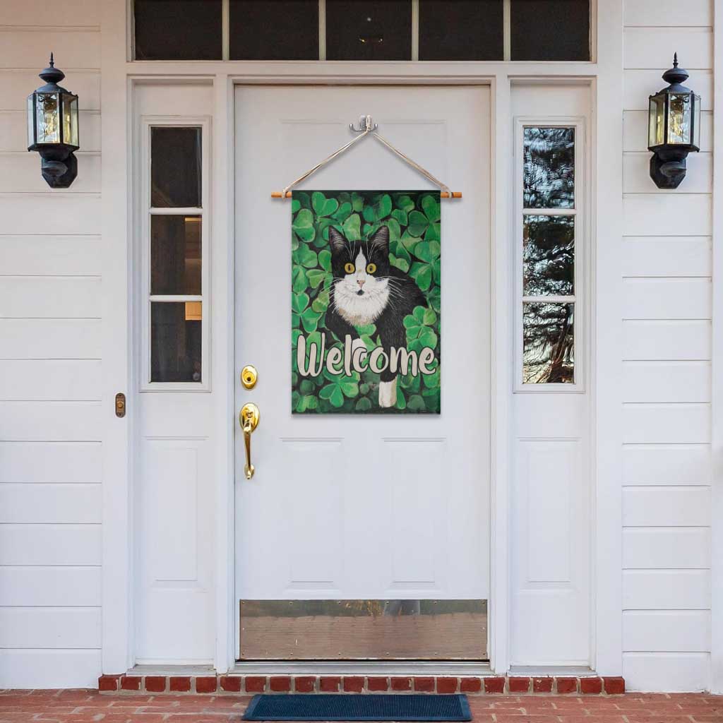 Happy St. Patrick's Day Cat Garden Flag Welcome Funny Catrick Green Lucky Shamrocks