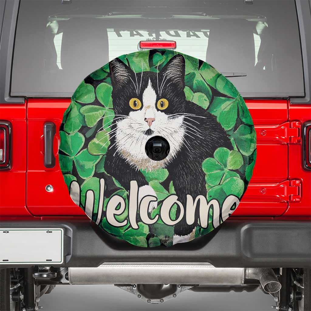 Happy St. Patrick's Day Cat Spare Tire Cover Welcome Funny Catrick Green Lucky Shamrocks