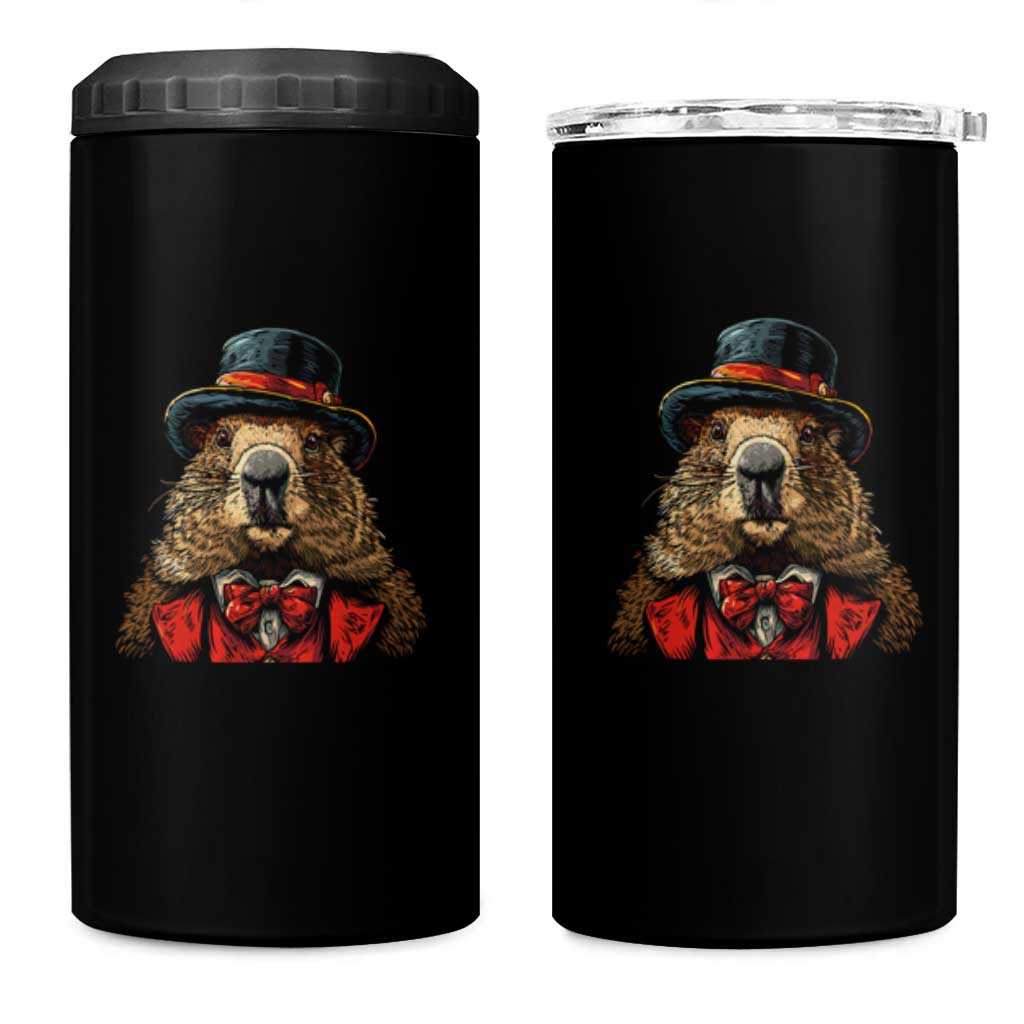 Cute Groundhog 4 in 1 Can Cooler Tumbler Woodchuck Day Animal Lover