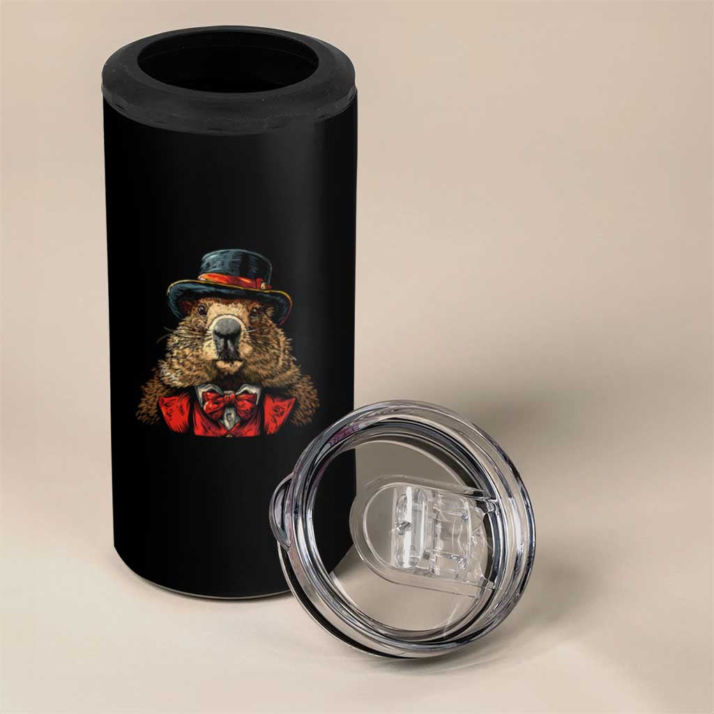 Cute Groundhog 4 in 1 Can Cooler Tumbler Woodchuck Day Animal Lover