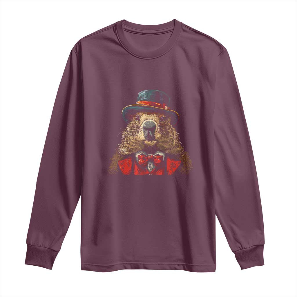 Cute Groundhog Long Sleeve Shirt Woodchuck Day Animal Lover
