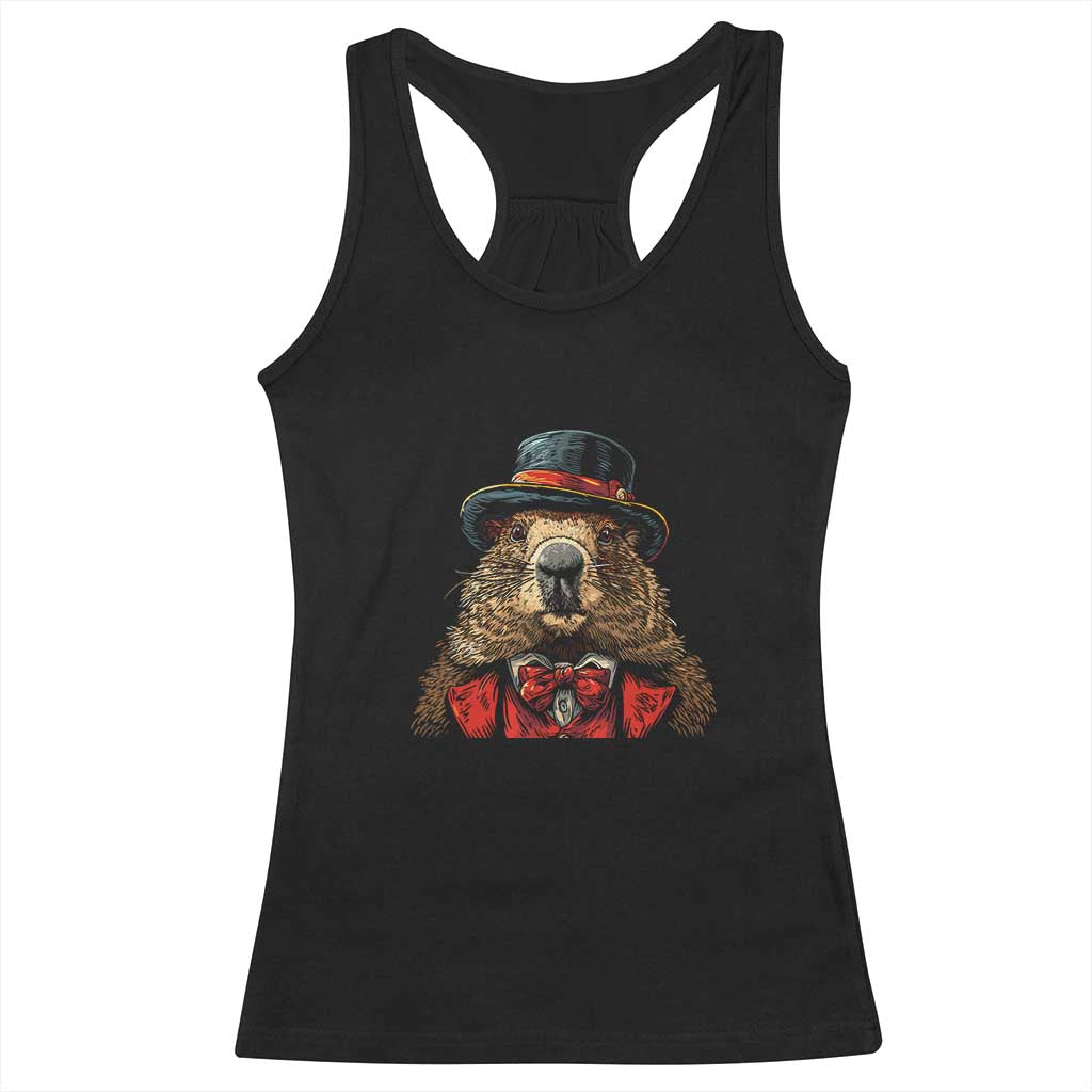 Cute Groundhog Racerback Tank Top Woodchuck Day Animal Lover