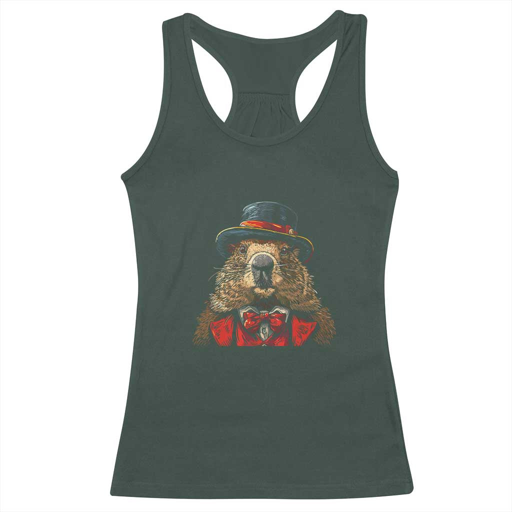 Cute Groundhog Racerback Tank Top Woodchuck Day Animal Lover