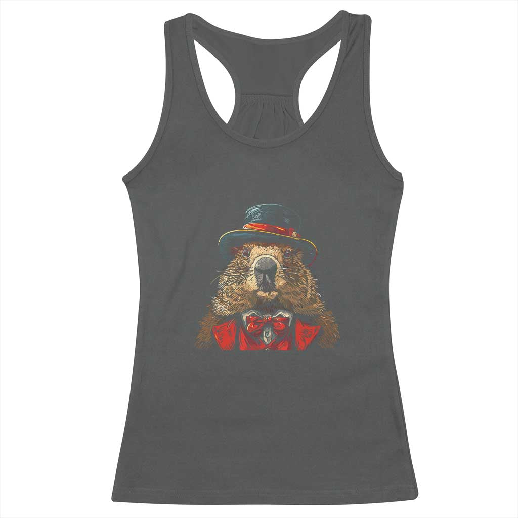 Cute Groundhog Racerback Tank Top Woodchuck Day Animal Lover