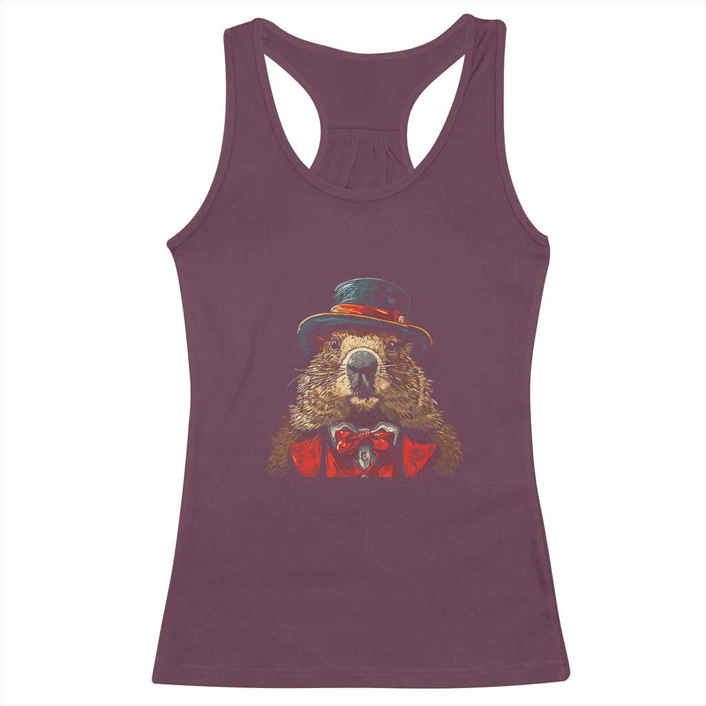 Cute Groundhog Racerback Tank Top Woodchuck Day Animal Lover