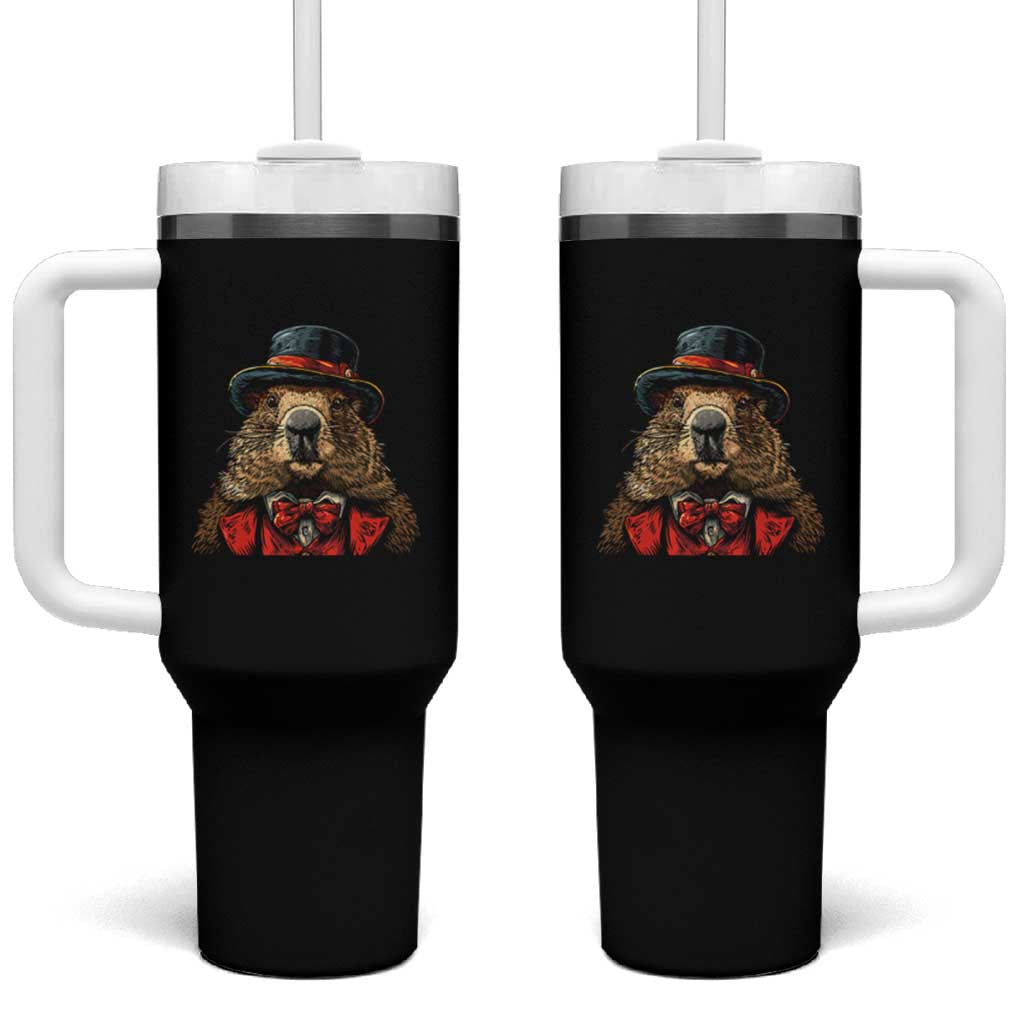Cute Groundhog Tumbler With Handle Woodchuck Day Animal Lover