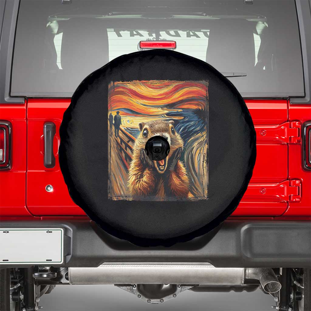 Funny Scream Groundhog Spare Tire Cover Woddchuck Day