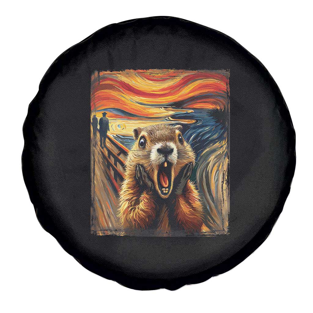 Funny Scream Groundhog Spare Tire Cover Woddchuck Day