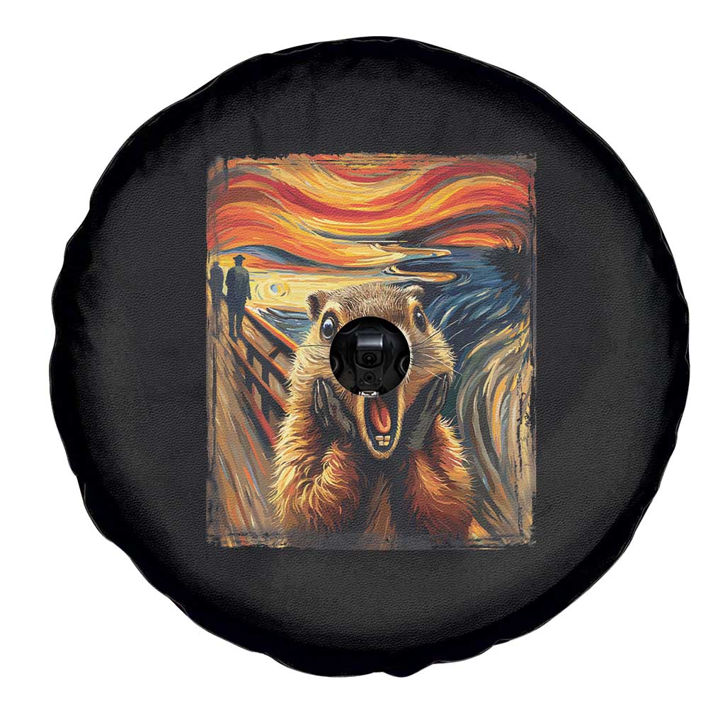 Funny Scream Groundhog Spare Tire Cover Woddchuck Day