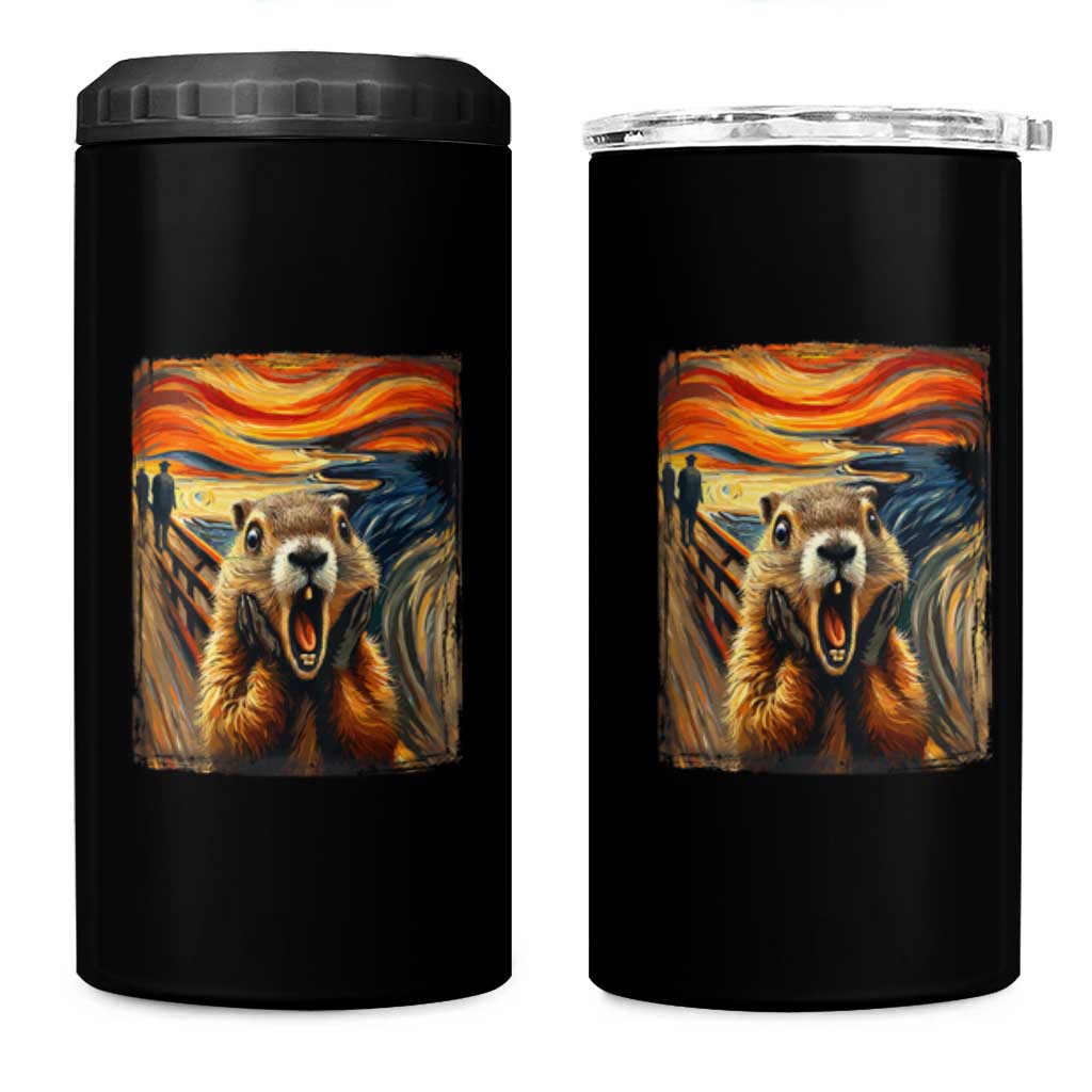 Funny Scream Groundhog 4 in 1 Can Cooler Tumbler Woddchuck Day