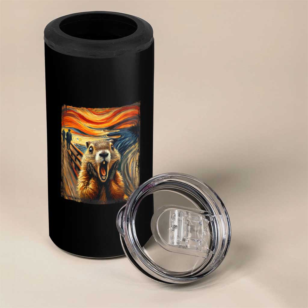 Funny Scream Groundhog 4 in 1 Can Cooler Tumbler Woddchuck Day