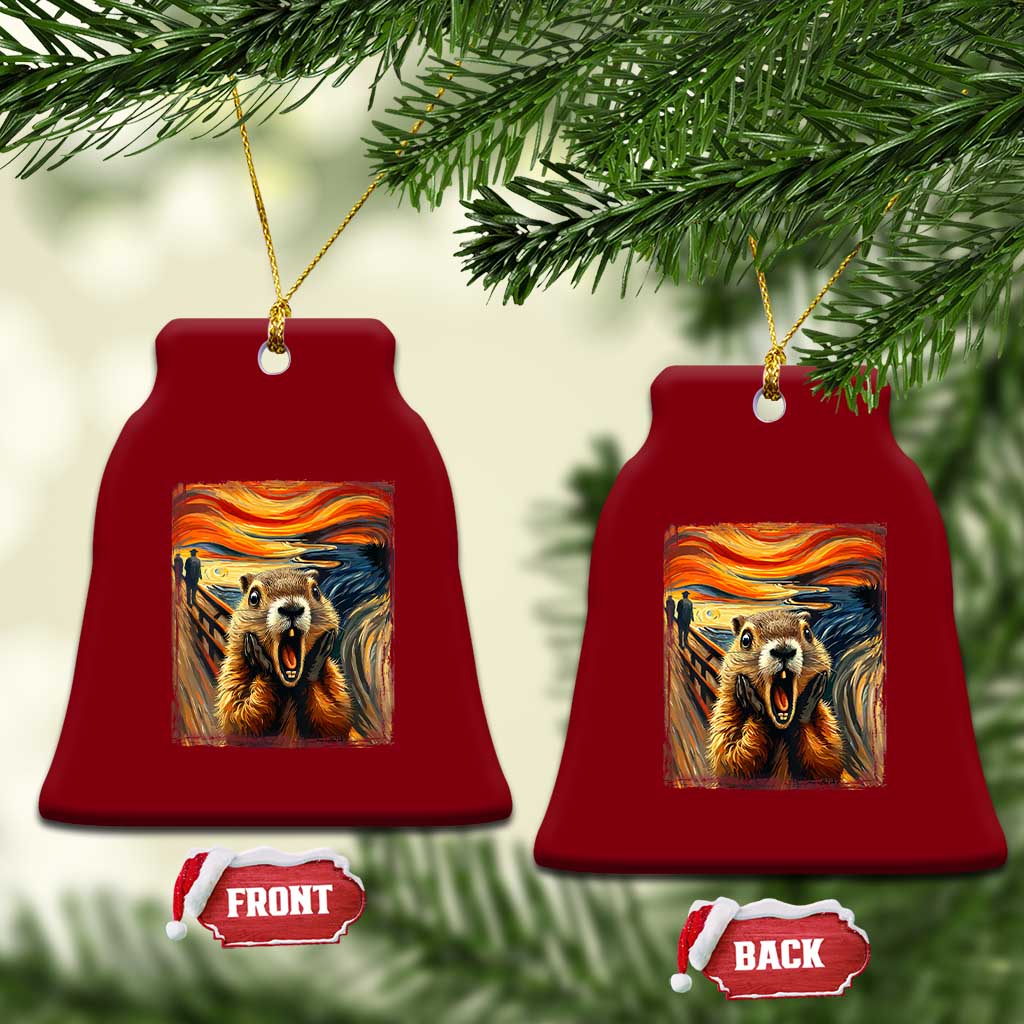 Funny Scream Groundhog Ceramic Ornament Woddchuck Day - Wonder Print Shop