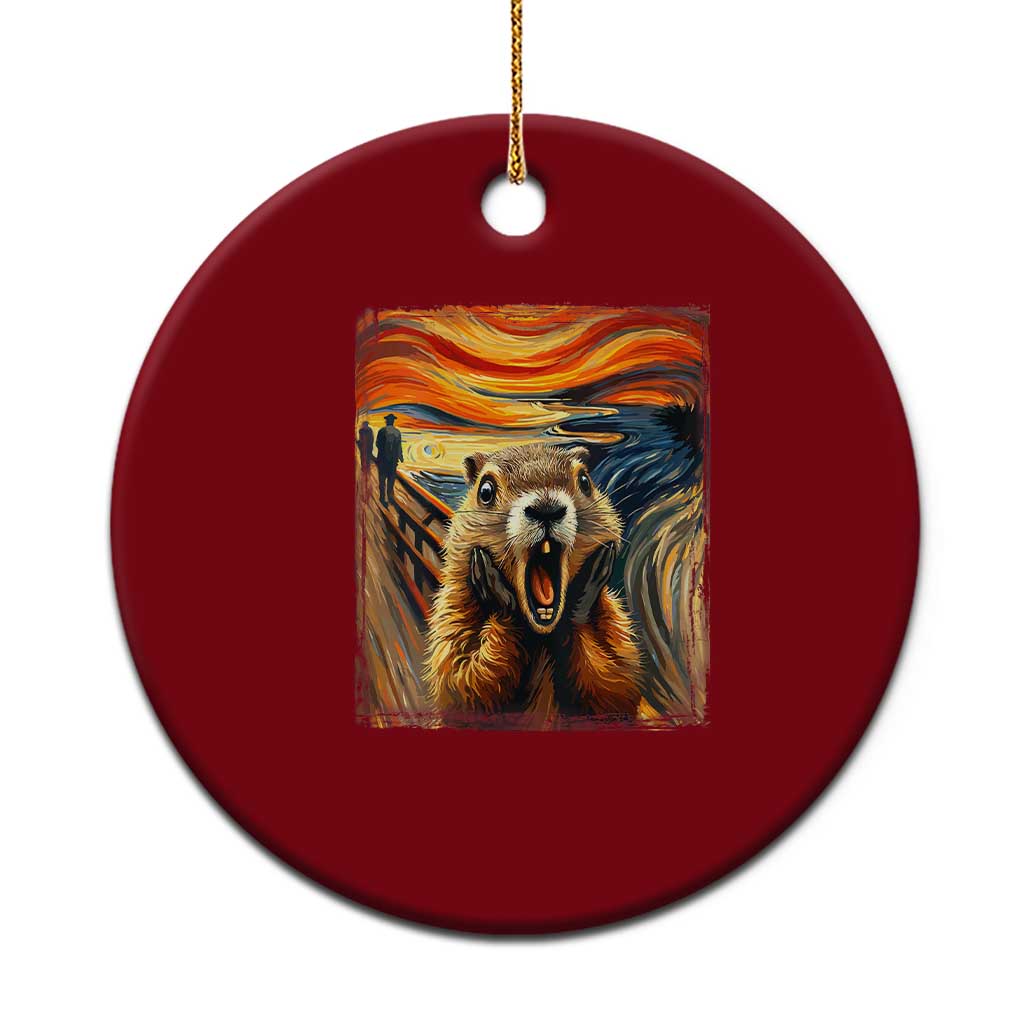 Funny Scream Groundhog Ceramic Ornament Woddchuck Day - Wonder Print Shop