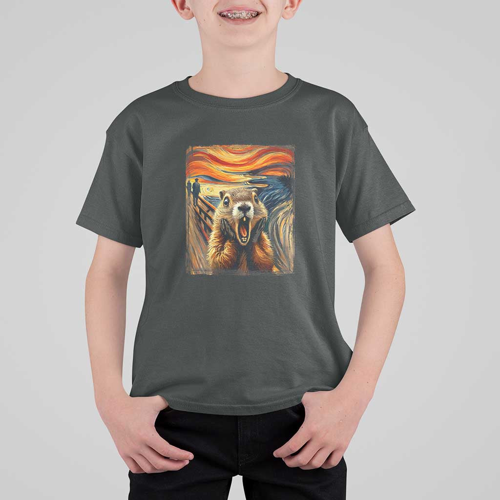 Funny Scream Groundhog T Shirt For Kid Woddchuck Day