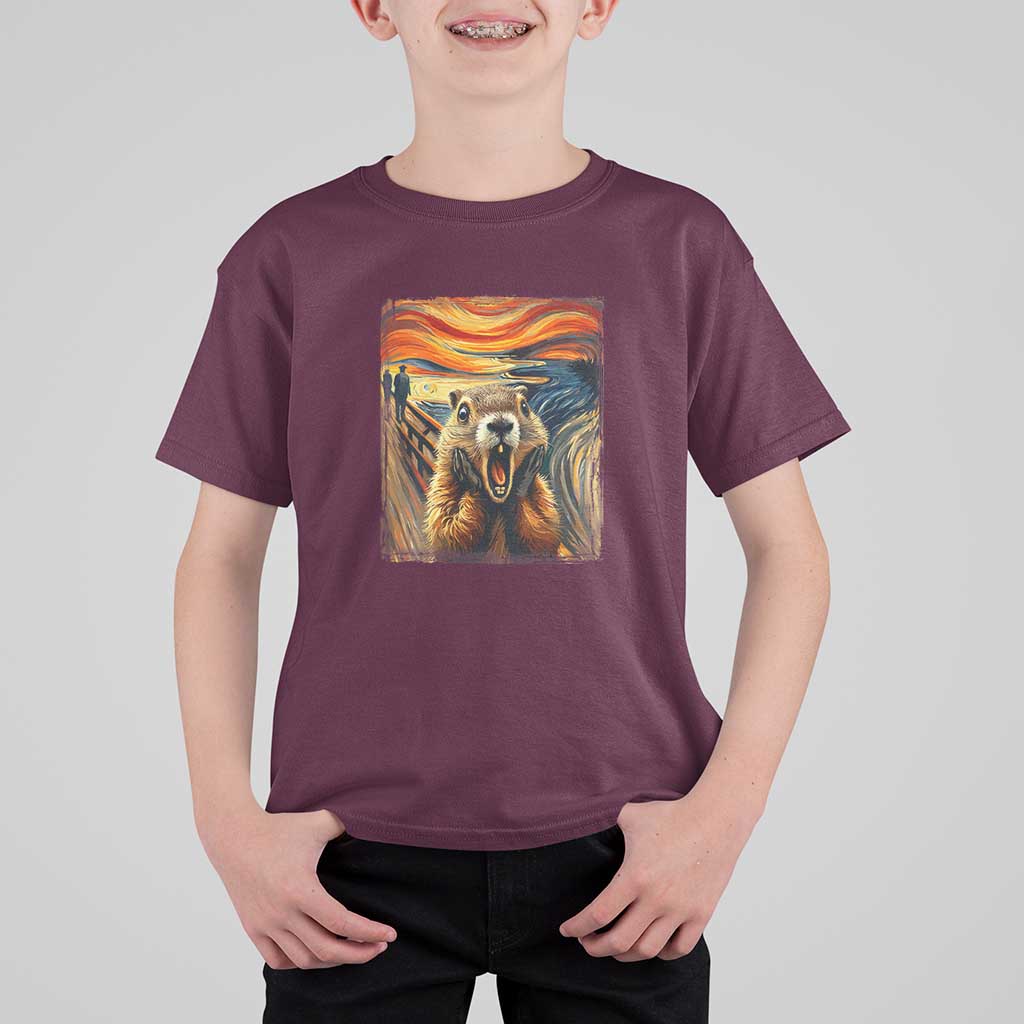 Funny Scream Groundhog T Shirt For Kid Woddchuck Day