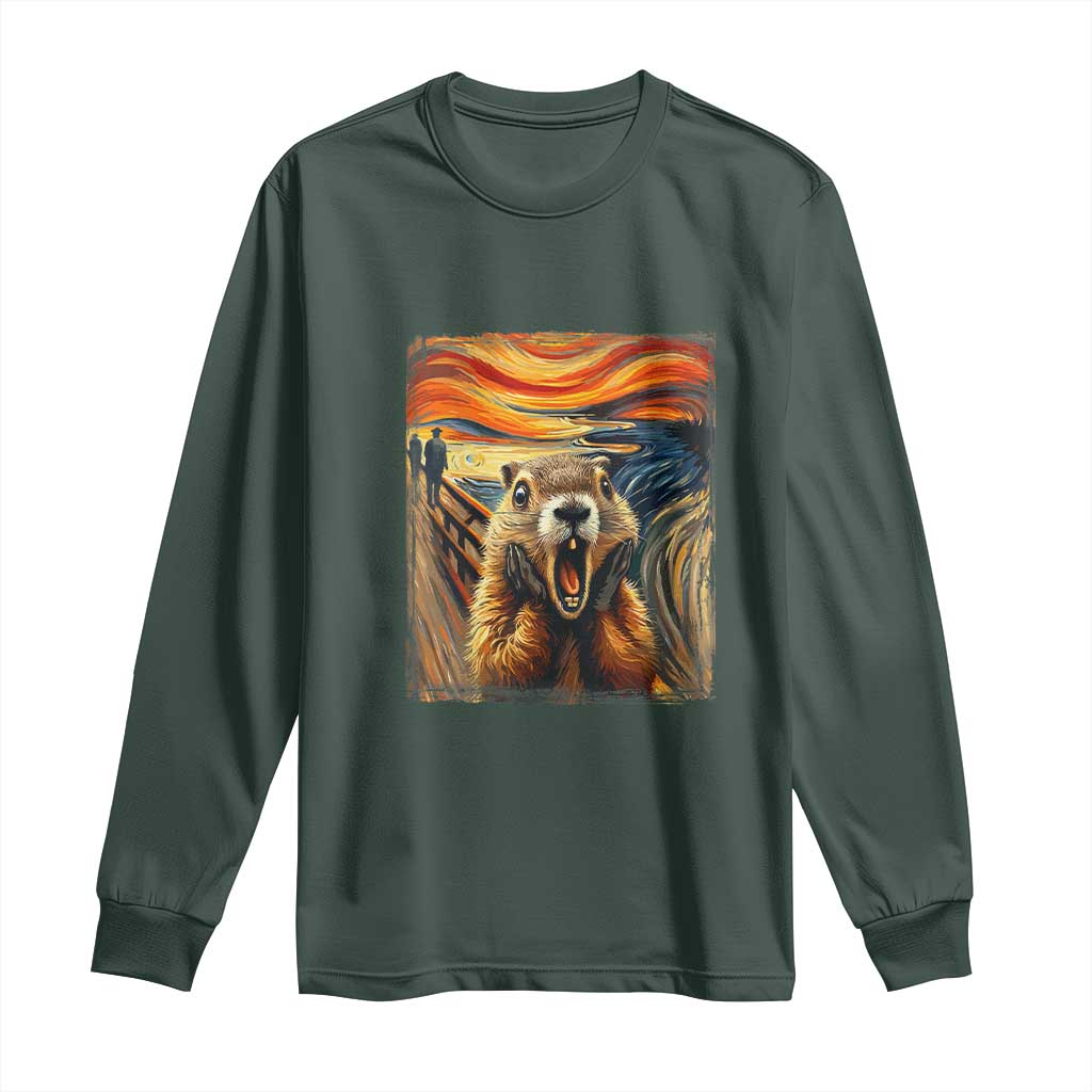 Funny Scream Groundhog Long Sleeve Shirt Woddchuck Day