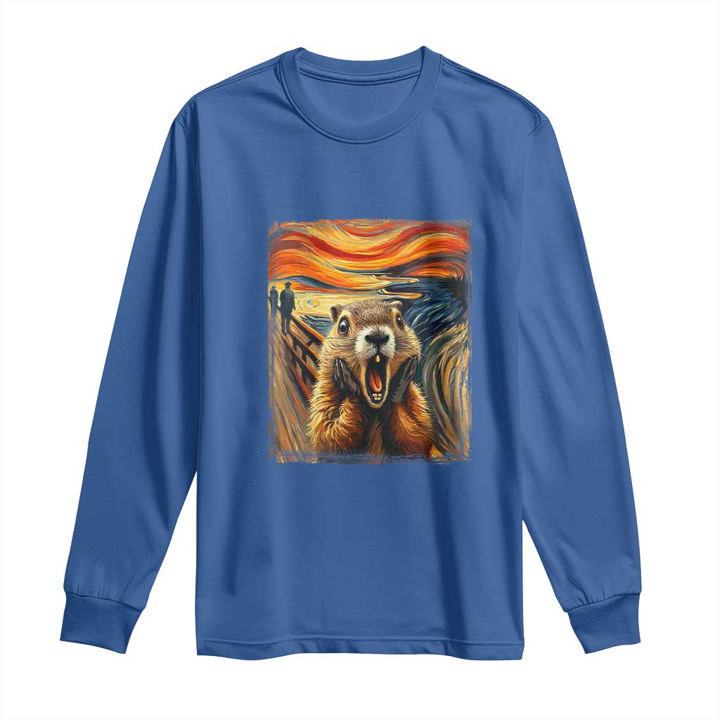 Funny Scream Groundhog Long Sleeve Shirt Woddchuck Day
