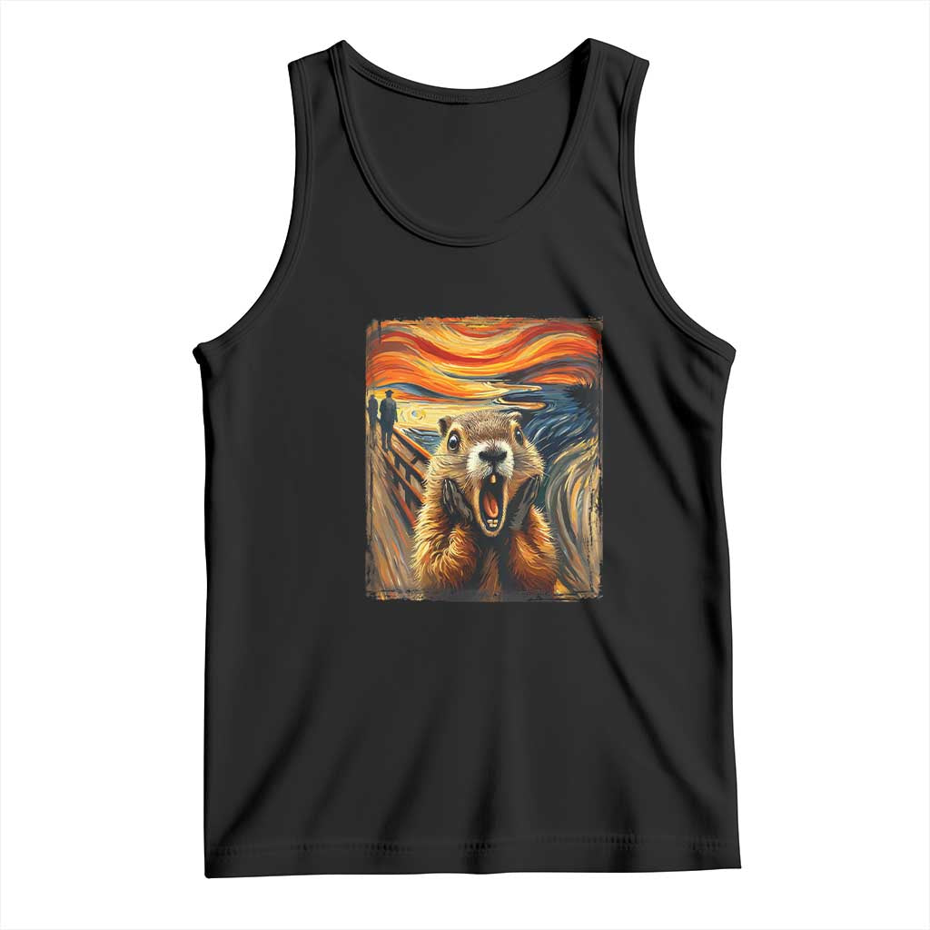 Funny Scream Groundhog Tank Top Woddchuck Day