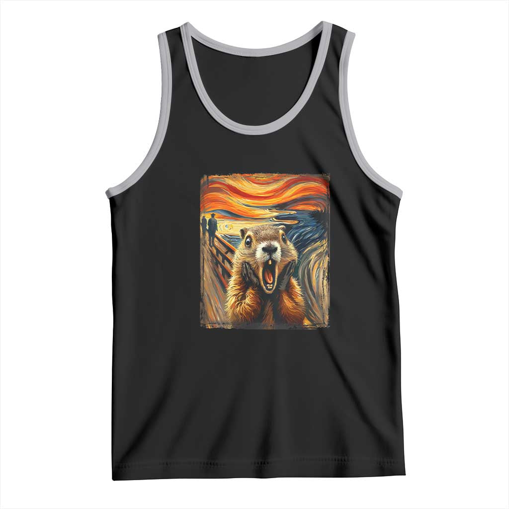 Funny Scream Groundhog Tank Top Woddchuck Day
