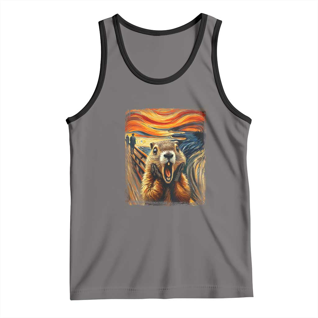 Funny Scream Groundhog Tank Top Woddchuck Day
