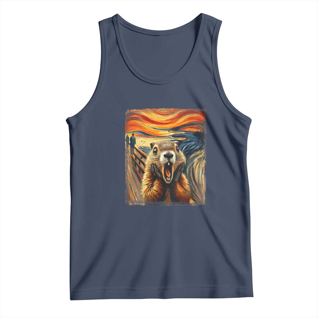 Funny Scream Groundhog Tank Top Woddchuck Day