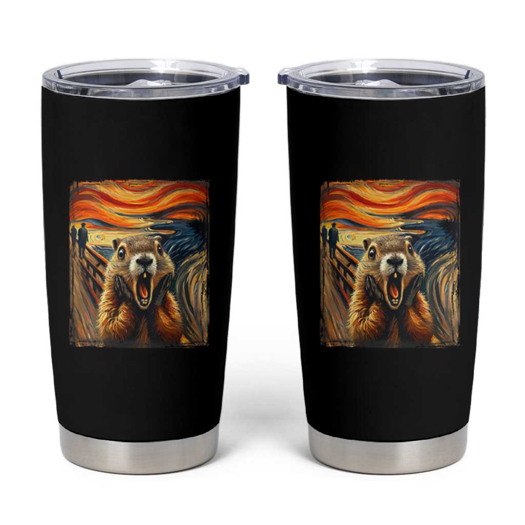 Funny Scream Groundhog Tumbler Cup Woddchuck Day