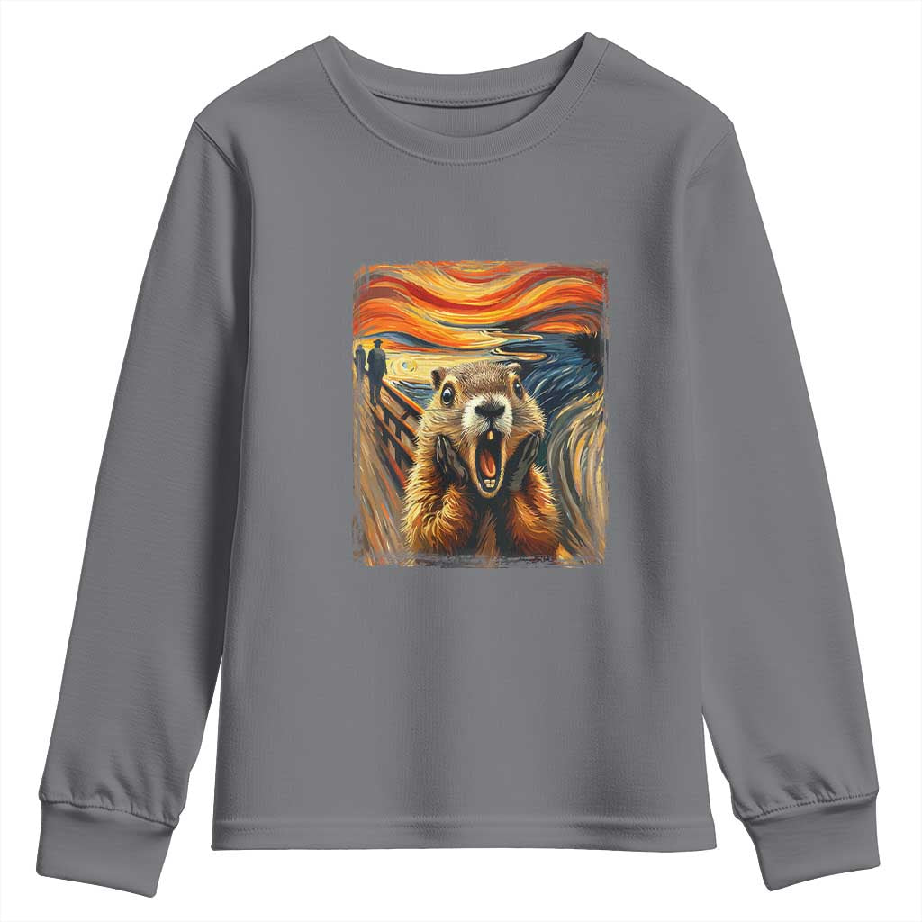 Funny Scream Groundhog Youth Sweatshirt Woddchuck Day