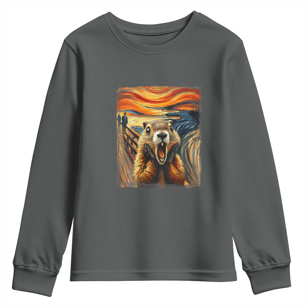 Funny Scream Groundhog Youth Sweatshirt Woddchuck Day