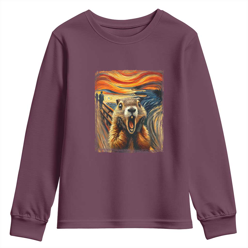 Funny Scream Groundhog Youth Sweatshirt Woddchuck Day