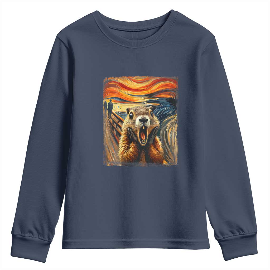 Funny Scream Groundhog Youth Sweatshirt Woddchuck Day