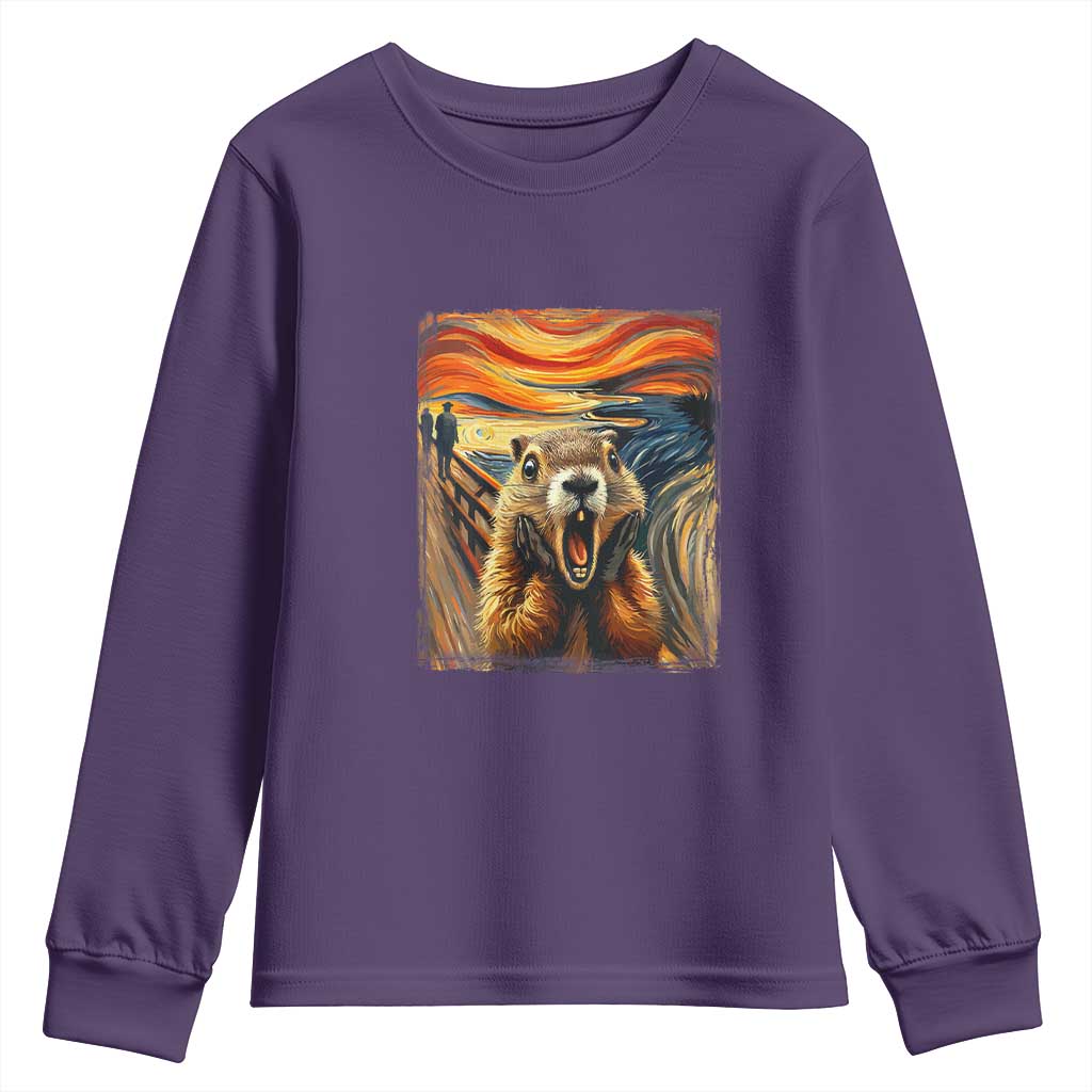Funny Scream Groundhog Youth Sweatshirt Woddchuck Day