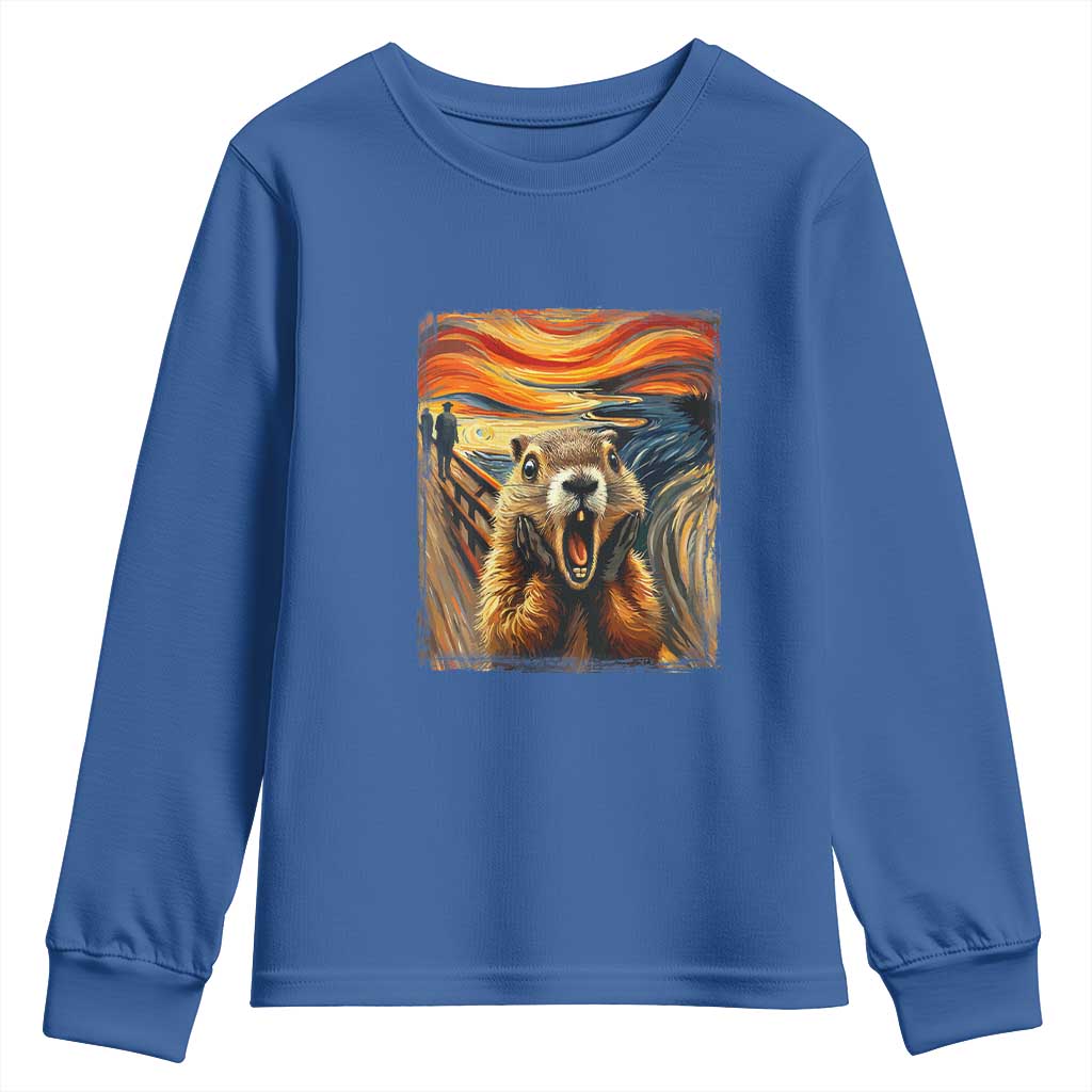 Funny Scream Groundhog Youth Sweatshirt Woddchuck Day