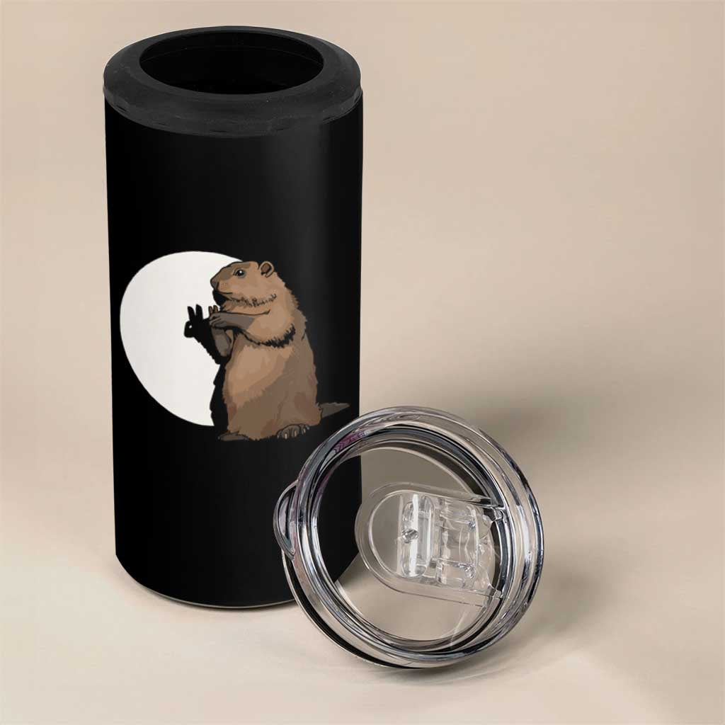 Groundhog Shadow Meteorlogy 4 in 1 Can Cooler Tumbler Woodchuck Puppet Funny Gift