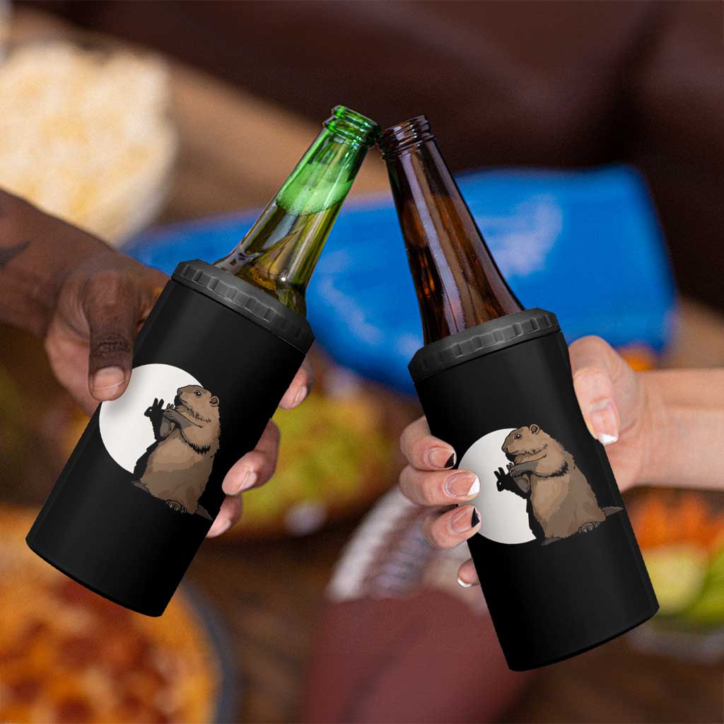 Groundhog Shadow Meteorlogy 4 in 1 Can Cooler Tumbler Woodchuck Puppet Funny Gift