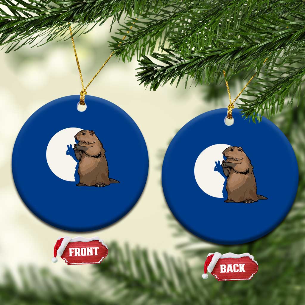 Groundhog Shadow Meteorlogy Ceramic Ornament Woodchuck Puppet Funny Gift - Wonder Print Shop