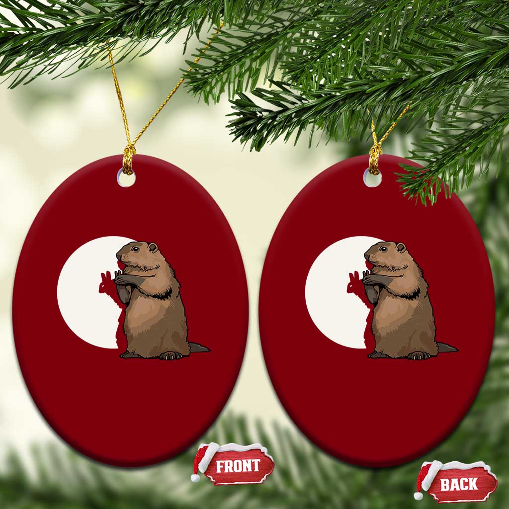 Groundhog Shadow Meteorlogy Ceramic Ornament Woodchuck Puppet Funny Gift - Wonder Print Shop