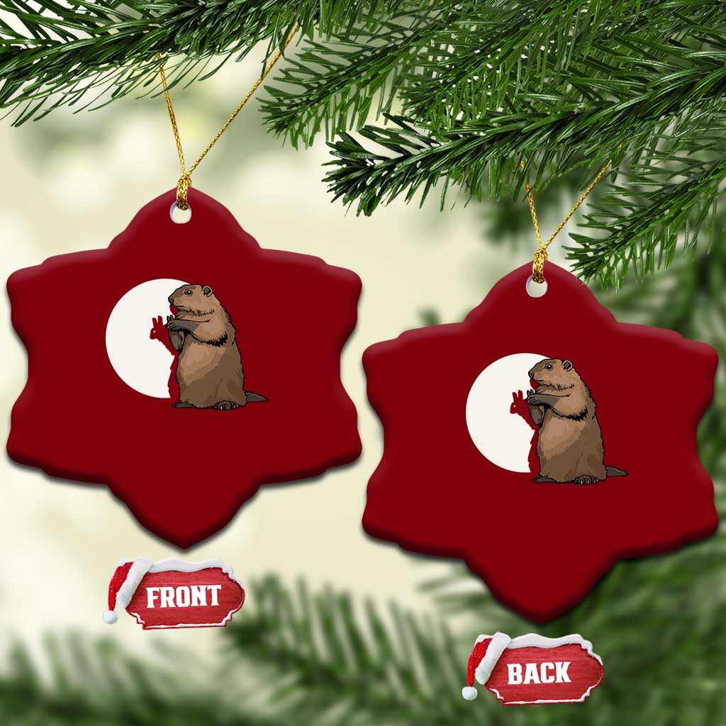 Groundhog Shadow Meteorlogy Ceramic Ornament Woodchuck Puppet Funny Gift - Wonder Print Shop