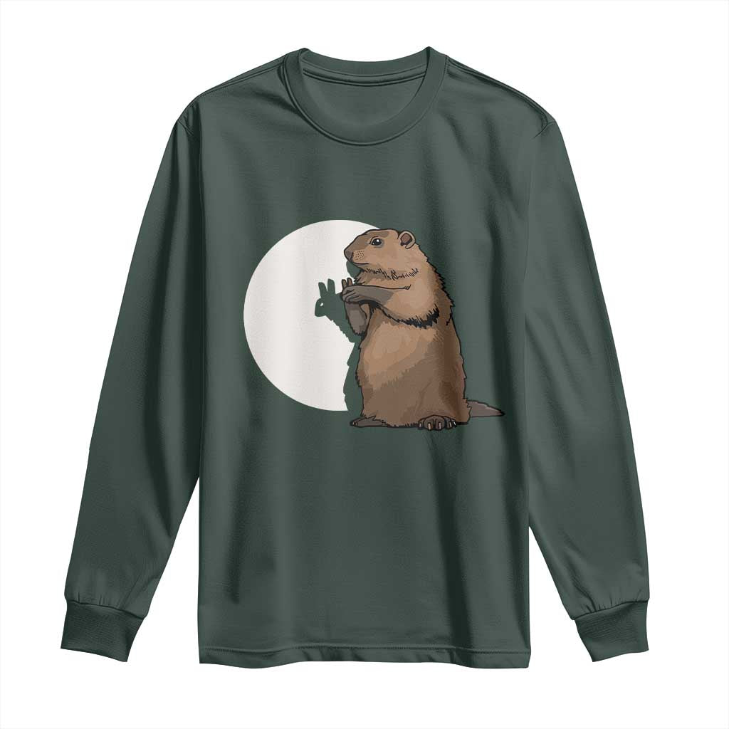 Groundhog Shadow Meteorlogy Long Sleeve Shirt Woodchuck Puppet Funny Gift